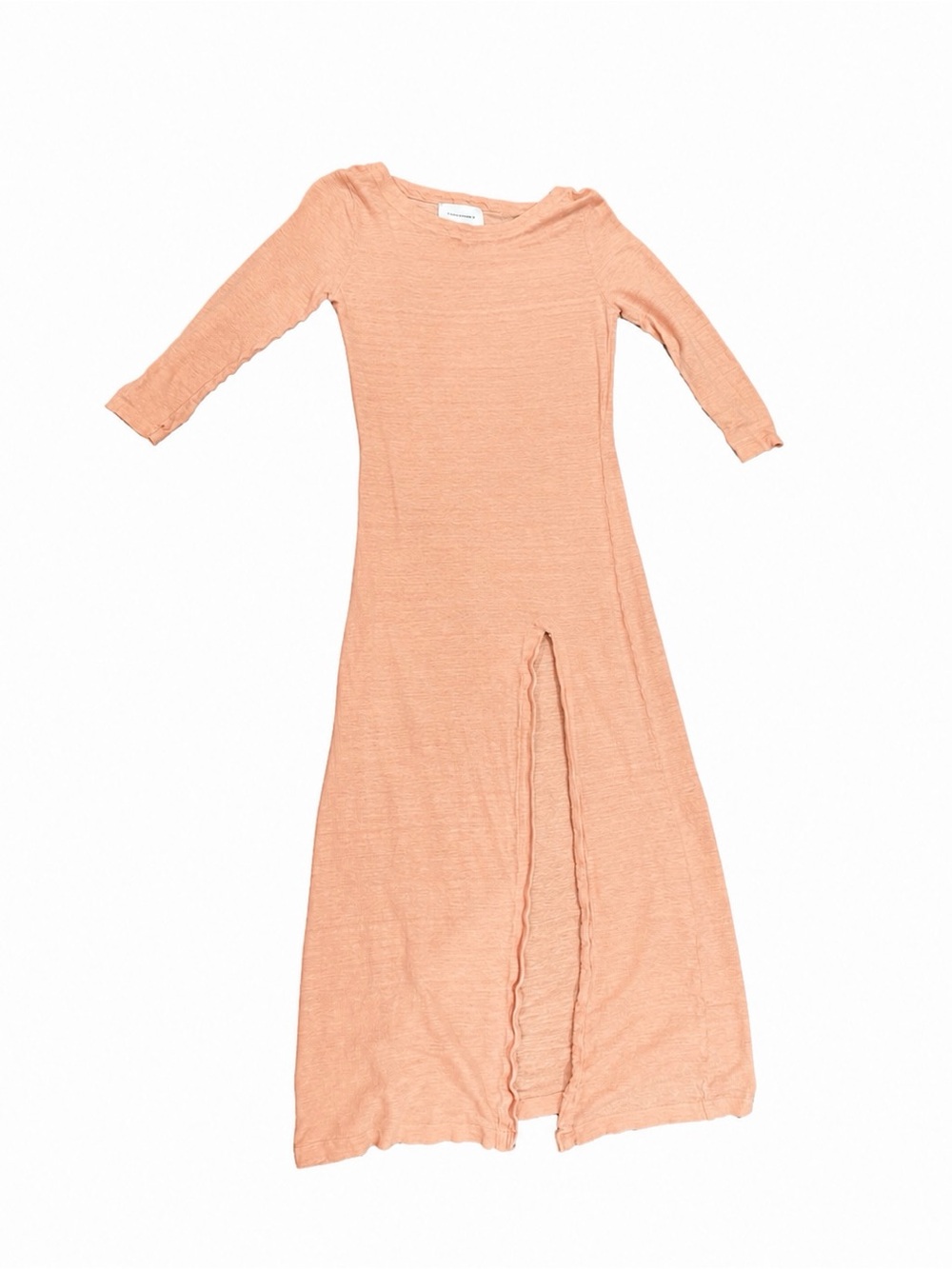 Solid & Striped Peach Long Sleeve Maxi Dress with Front Slit